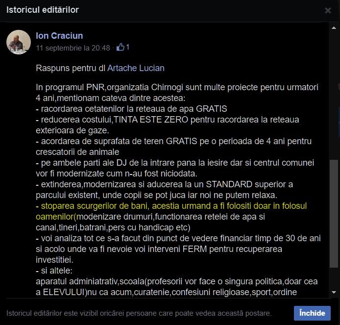Postarea editată
