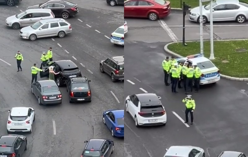 Momentul în care Ana Morodan este oprită în trafic. Doi polițiști au condus-o la mașina lor - VIDEO