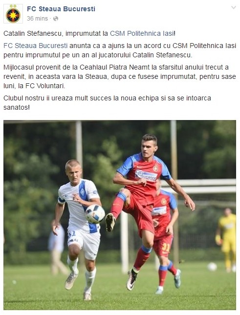 Anunțul Stelei despre împrumutul lui Ștefănescu