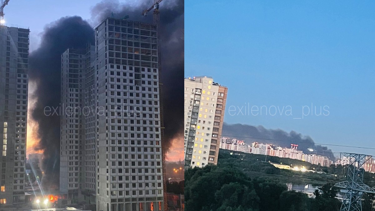 Un bloc în flăcări după un atac al Ucrainei la Moscova