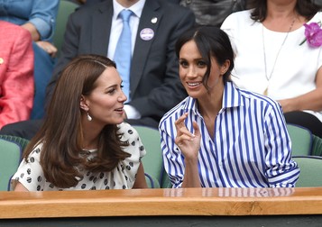 Photo Must Be Credited ©Alpha Press 079965 14/07/2018 Kate Duchess of Cambridge Katherine Catherine Middleton and Meghan Markle Duchess of Sussex during Day Twelve of The Wimbledon Tennis Championships 2018 London