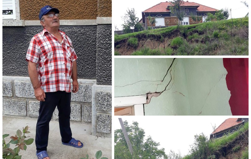 Casele unor familii din Caraș-Severin stau să cadă odată cu dealul, primarul glumește cu un localnic: „Te țin la mine în chirie dacă ți se prăbușește casa”