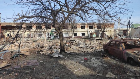 Mașină distrusă în Sudja, regiunea rusă Kursk. Foto Profimedia