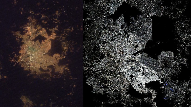 Mexico City văzut din spațiu  2003 vs 2025 Sursa foto: X/ Don Pettit