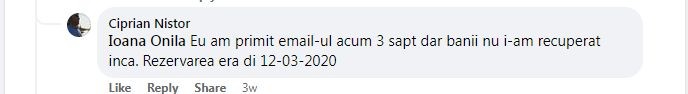 Mesaj postat pe facebook