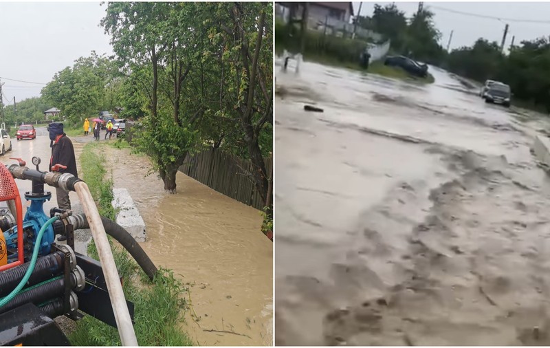 Potop în mai multe localități din Gorj, după codul roșu de ploi. Mai multe gospodării au fost inundate. FOTO