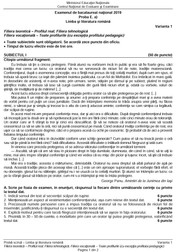 Subiecte BAC Limba Română scris 2019 - profil real
