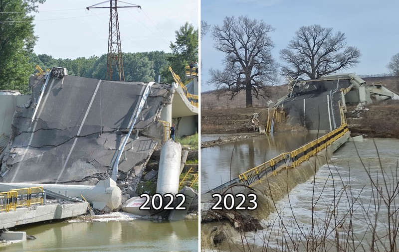 După ce Ciucă a promis că trimite Armata, podul de la Luțca arată la fel ca acum 9 luni, când s-a prăbușit. S-a transformat într-o cascadă