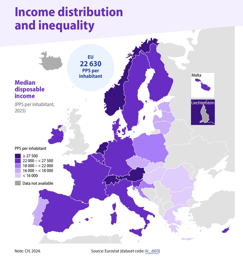 Distribuția veniturilor în UE. Sursa foto: Eurostat
