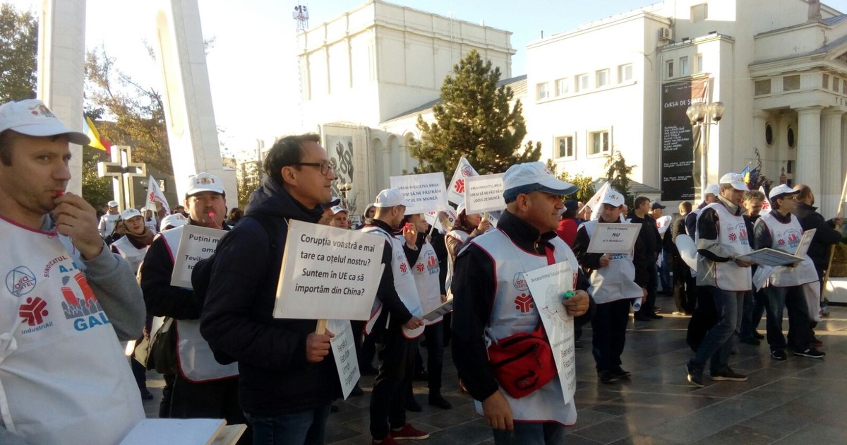Angajații ArcelorMittal protesteaza la Galați