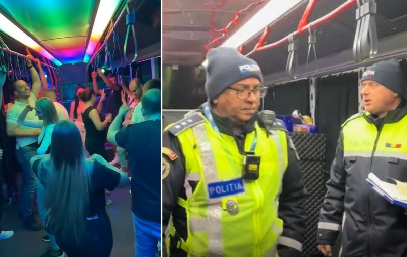 Autobuzul Bus Party din București a rămas fără talon după ce polițiștii au descoperit modificări fără autorizație de la RAR