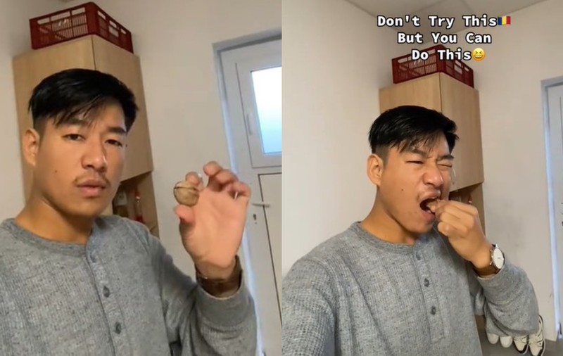 Un nepalez care lucrează în România a devenit viral pe TikTok după ce a încercat să spargă o nucă între dinți: „Nu faceți asta acasă”