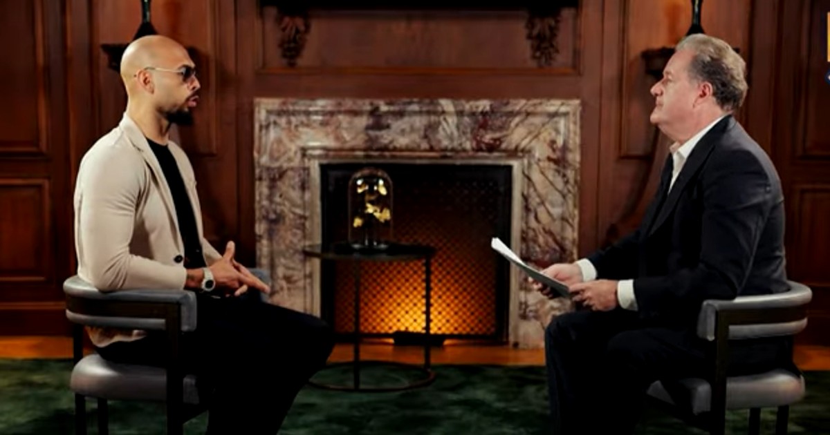 Captură din interviul lui Piers Morgan cu Andrew Tate