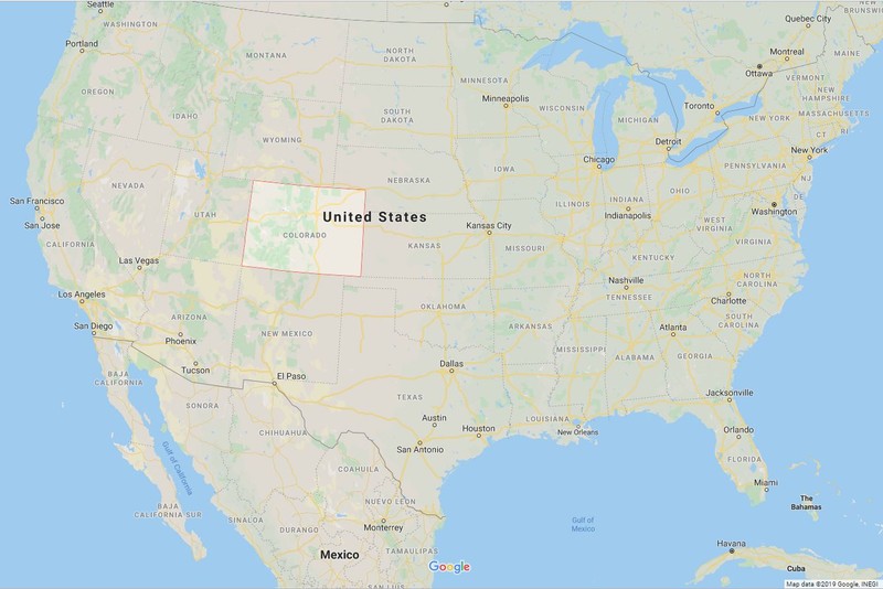 Colorado se află în centrul SUA, între Utah și Kansas / foto: Google Maps