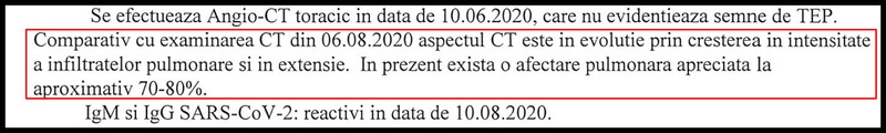 Fragment din buletinul de externare al decedatei Anei Nagy