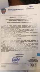 Documentul prin care a fost numit Dan Ștefan Sîmpălean în funcția de manager interimar