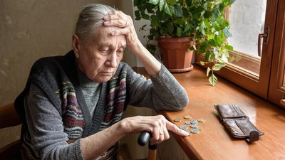 Portrait,Of,An,Old,Woman,Counting,Money.,The,Concept,Of