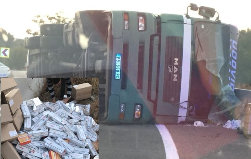 Peste 10 milioane de țigări de contrabandă, găsite într-un camion răsturnat în Colonești, Olt. Cum a fost descoperită captura uriașă