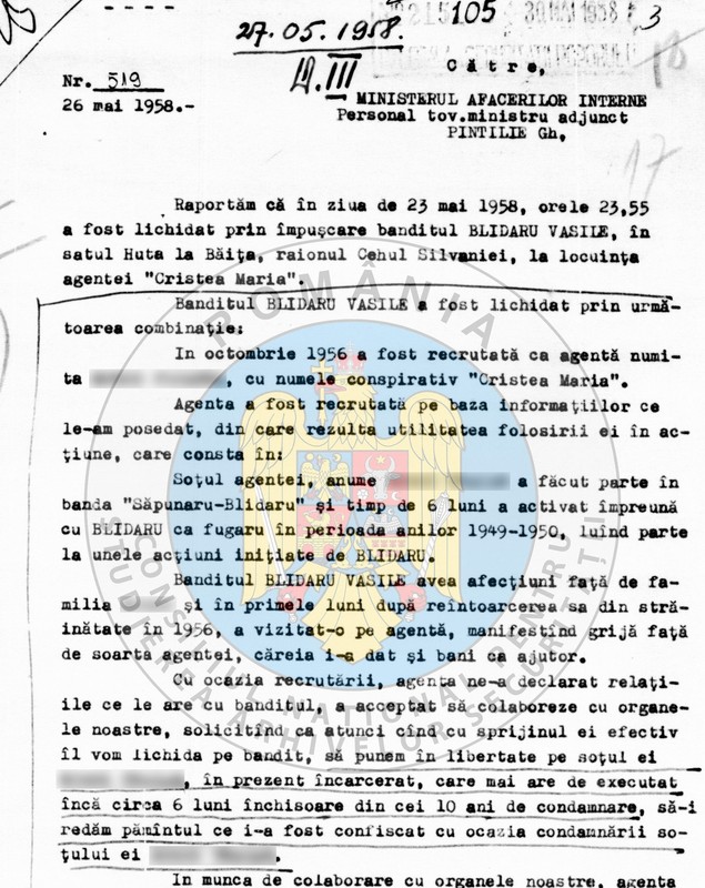 Povestea „haiducului” Vasile Blidaru, partizanul anticomunist trădat de soția unui camarad. „Agenta a luat măsuri de a șterge urmele acțiunii”