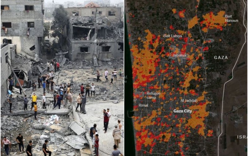 Imaginea dezastrului din Gaza se vede din satelit: o treime dintre clădirile din nordul Fâșiei sunt avariate sau distruse