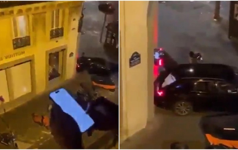 Jaf ca în filme la un magazin Louis Vuitton din Paris. Hoții s-au izbit de magazin cu mașina | VIDEO