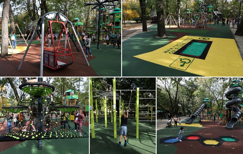 FOTO. Locurile de joacă pentru copii din Parcul Cișmigiu au fost modernizate. Noutatea: zonă specială pentru persoanele cu dizabilități