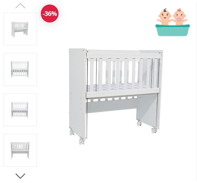Pătuț Nichiduță White Mini Cot cu laterală culisantă 90x40 cm