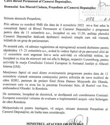 Documentul trimis Biroului Permanent al Camerei Deputaților, către președintele Marcel Ciolacu