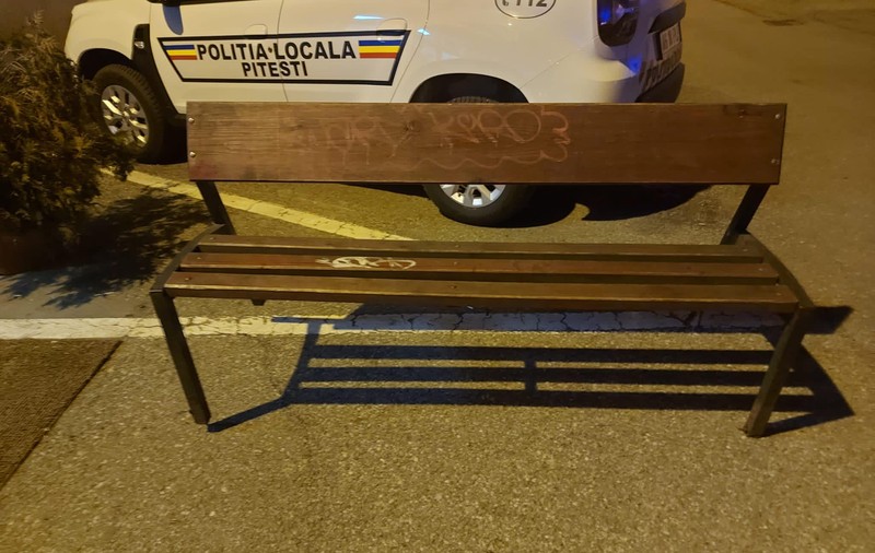 Adolescent suprins în timp ce căra o bancă pe o stradă din Pitești. Poliția l-a săltat imediat | FOTO