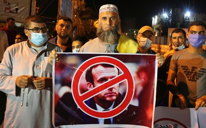Duminică, 24 octombrie, palestinieni din Fâșia Gaza au protestat față de declarațiile făcute de Emmanuel Macron | Foto: Hepta