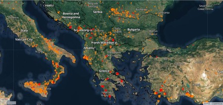 Incendii de vegetație active în ultimele șapte zile Sursa: Sistemul european de informații privind incendiile forestiere