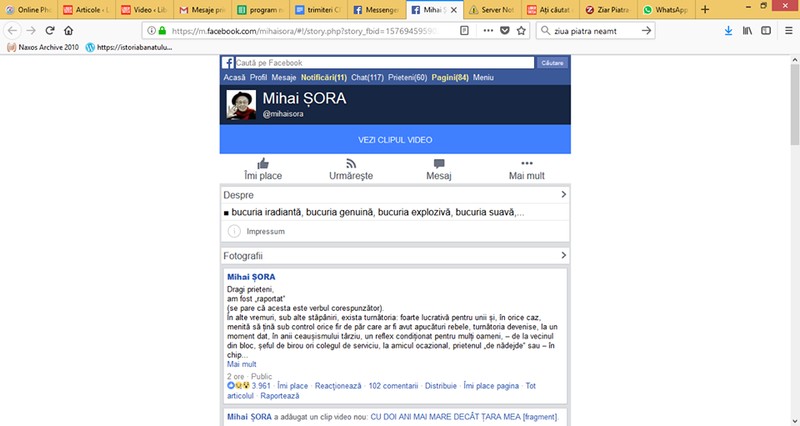 Contul de Facebook al lui Mihai Șora a fost blocat